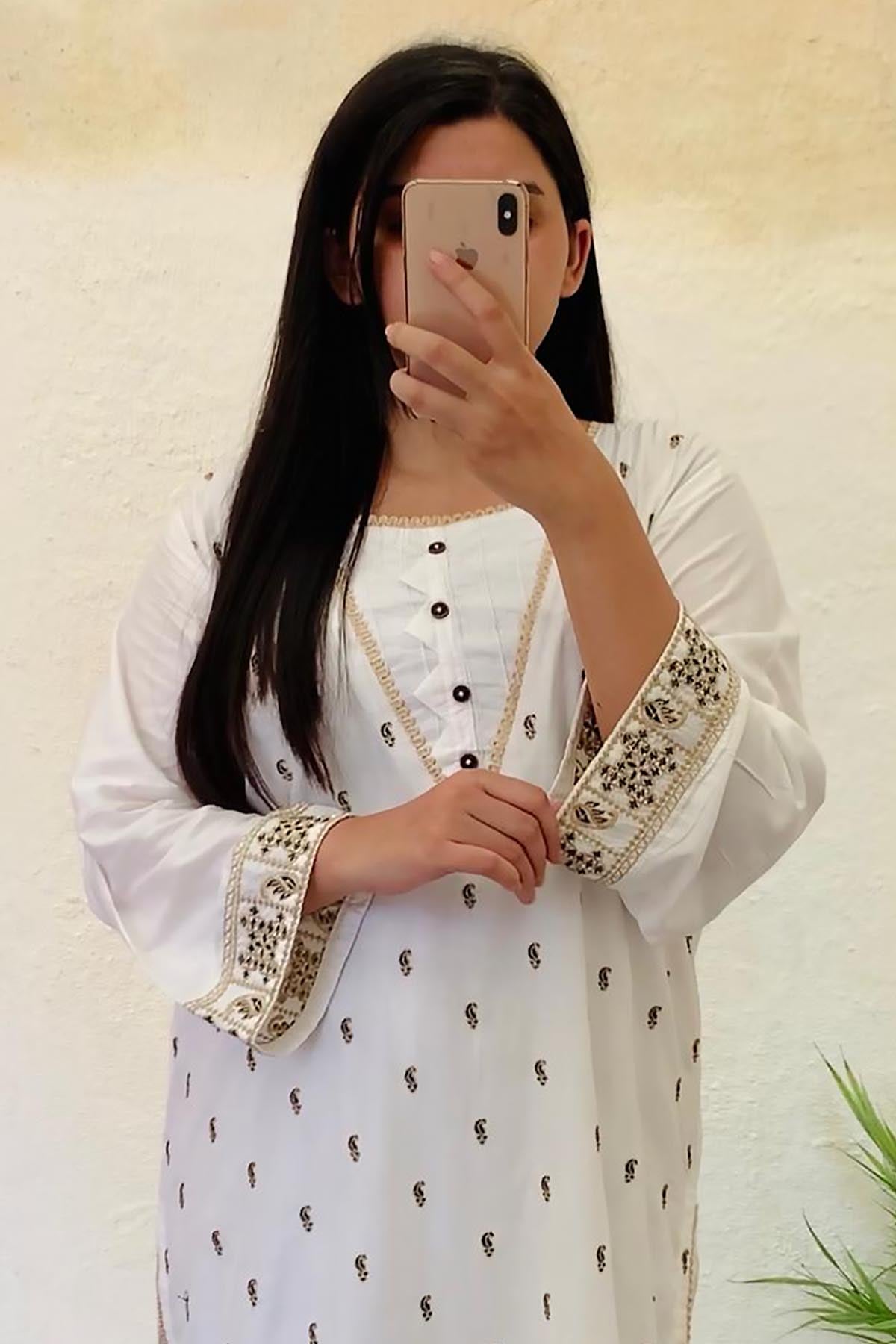 Premium Linen Embroidered Dress 2pc Stitched