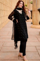 Trendy HANIA AMIR Embroidered Dress - 3pc Stitched(Ready to Wear)