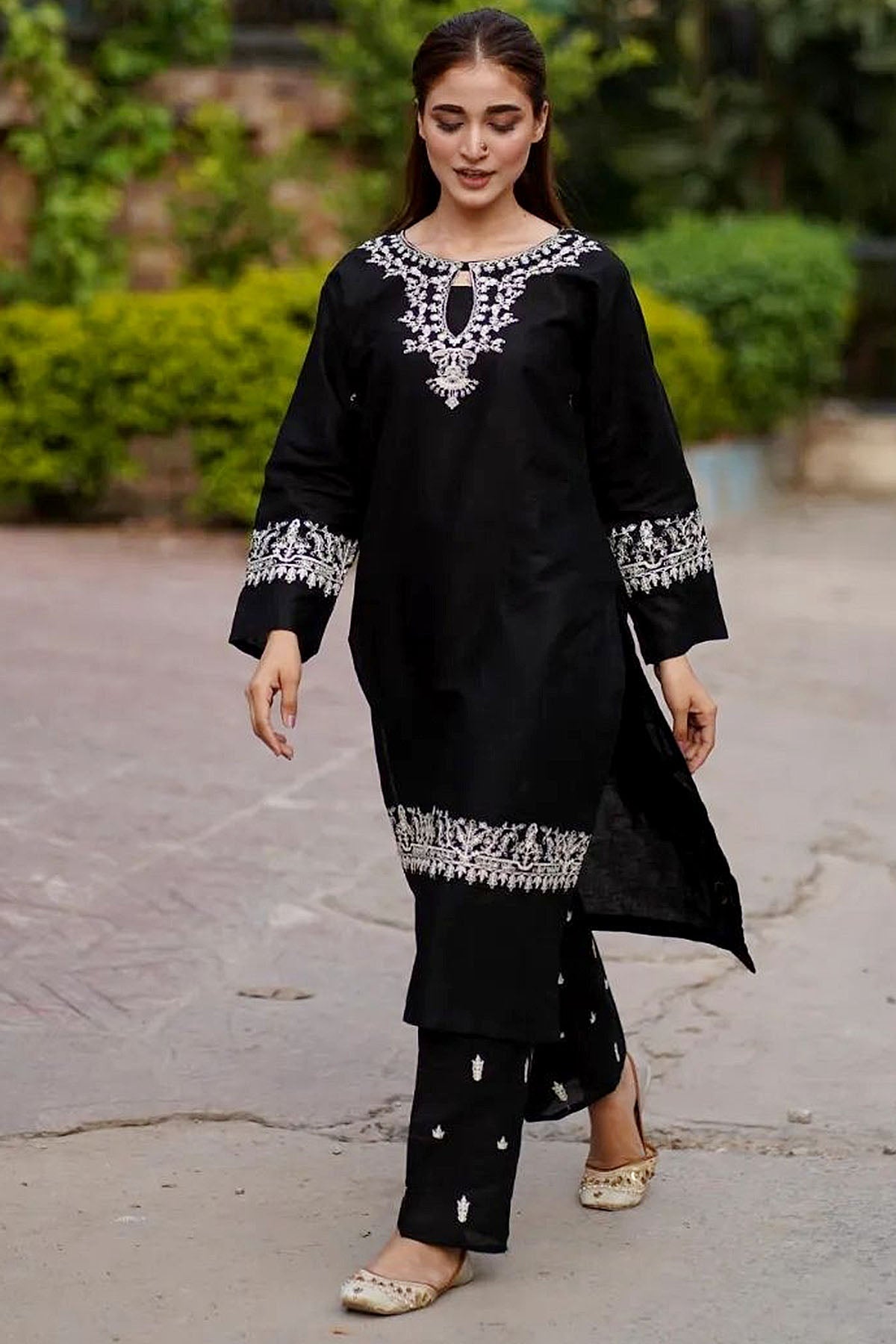 Elegant Black Embroidered Dress