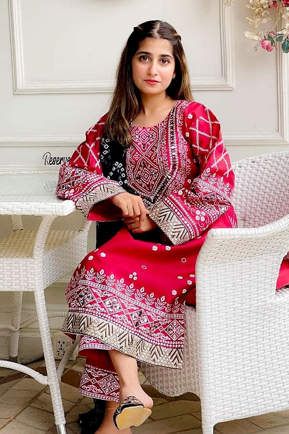 Chunri Silk Embroidered Stitched Set